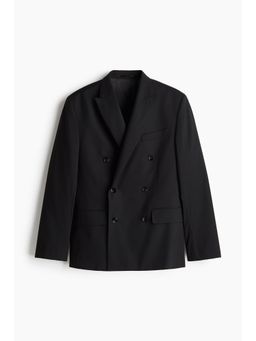 H&M - Men Black Regular Fit Double-Breasted Jacket