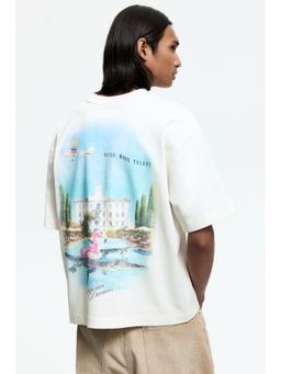 H&M - Men White Loose Fit Printed T-Shirt