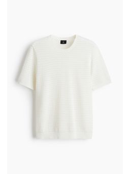 H&M - Men White Slim Fit Knitted T-Shirt