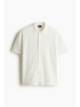 H&M - Men White Regular Fit Textu-Knit Shirt