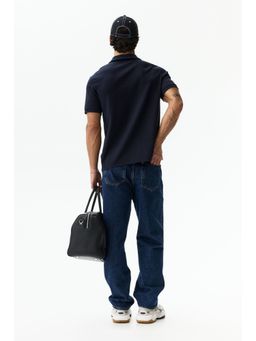 H&M - Men Navy Blue Cooling Regular Fit Polo T-Shirt