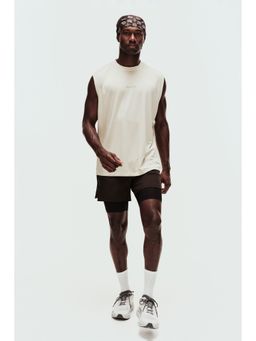 H&M - Men Brown Double-Layered Sports Shorts With Drymove