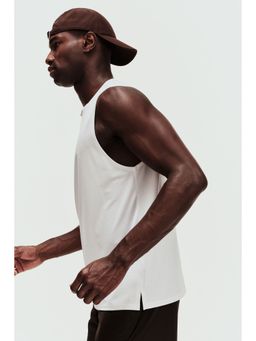 H&M - Men White Regular Fit Sports Vest Top with Drymove