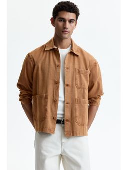 H&M - Men Brown Cotton twill overshirt