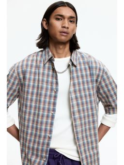 H&M - Men Blue Regular Fit Short-Sleeved Shirt