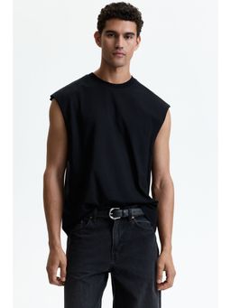 H&M - Men Black Relaxed Fit Cotton Vest Top