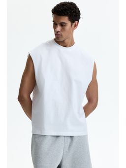 H&M - Men White Relaxed Fit Cotton Vest Top