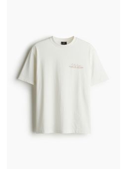 H&M - Men White Loose Fit Printed T-Shirt