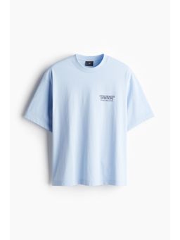 H&M - Men Blue Loose Fit Printed T-Shirt