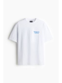 H&M - Men White Loose Fit Printed T-Shirt