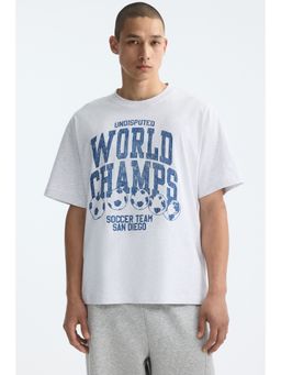 H&M - Men Grey Loose Fit Printed T-Shirt