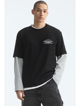 H&M - Men Black Loose Fit Printed T-Shirt