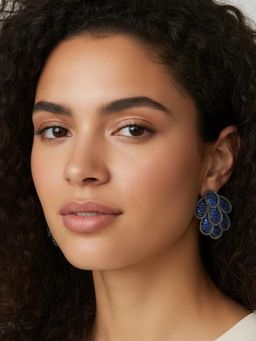 WRAPGAME INDIA - Dark Prism Blue Petals Earring