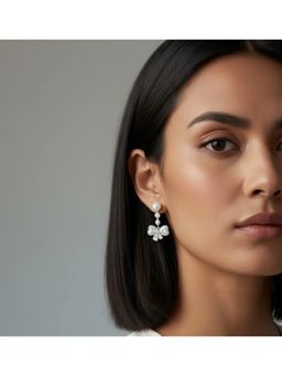 WRAPGAME INDIA - Pearl Diamonte Bow Earring