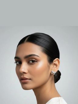 WRAPGAME INDIA - Iced Bow Pearl Stud Earring