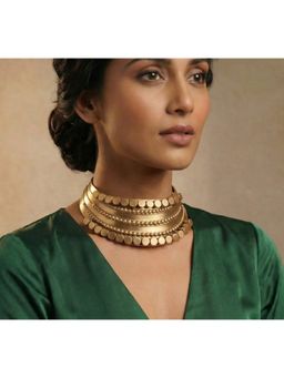 Suhani Pittie - Gold Plated Dotted Hassle Choker With Drums