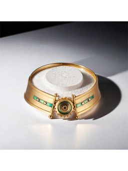 Suhani Pittie - Gold Plated Dotted Dome And Green Enamel Choker