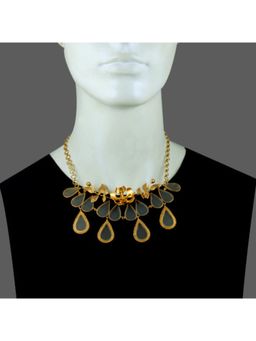Suhani Pittie - Gold Plated Latifolia, Serrate Leaves And Acrylic Drops Neckpiece