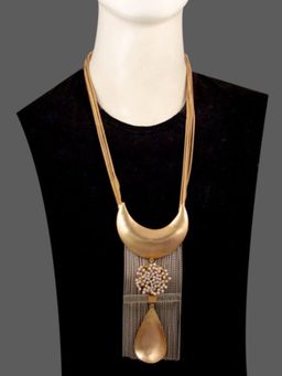 Suhani Pittie - Gold Plated Steel Dori Chain Neckpiece With Drop Pendent