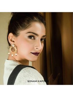 Suhani Pittie - Gold Plated Half Pearl And Stud Wire Moon Earrings