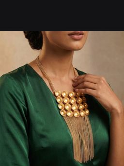 Suhani Pittie - Chain Link Necklace With Rectangular Pendant And Tassel