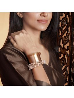 Suhani Pittie - Gold Broad Cuff With Pearls