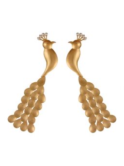 Suhani Pittie - Gold Plated Peacock Earring With Drop Feather