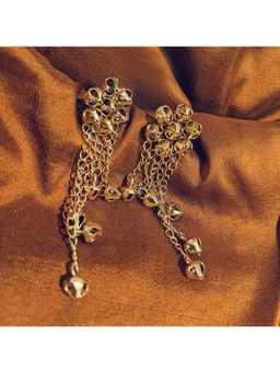 Suhani Pittie - Gold Plated Ghungroo Flower Earring With Chain Hanging