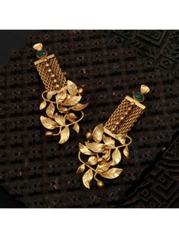 Suhani Pittie - Green Mesh Rose Vine Coloured Crystals Earrings