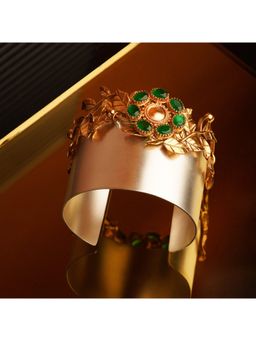 Suhani Pittie - Green Broad Foliage Green Crystals Cuff