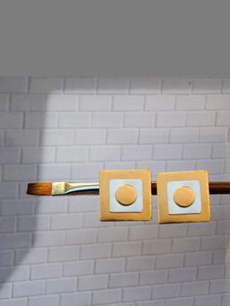 Suhani Pittie - Gold And Silver Toned Double Square Stud Earrings