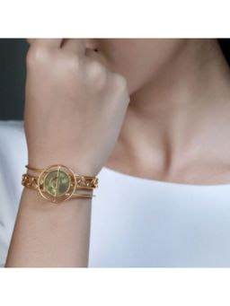 Suhani Pittie - Green Toned Triple Lined Chartreuse Acrylic Circle Dotted Cuff