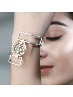 Suhani Pittie - Silver Toned Spliced Dotted & Split Acrylic Arcs Cuff