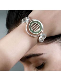Suhani Pittie - Multi-Color Toned Chartreuse Acrylic Tangent & Dotted Circles Bracelet