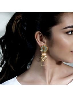 Suhani Pittie - Multi-Color Toned Split Circular Block Acrylic & Dotted Detail Drop Earrings