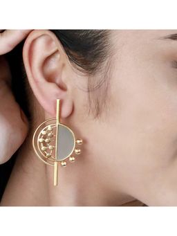 Suhani Pittie - Gold Toned Split Cyan Acrylic & Dotted Detail Circular Drop