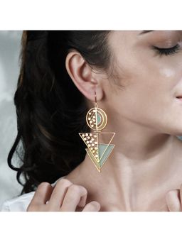 Suhani Pittie - Multi-Color Toned Split Circular Triangle Acrylic & Dotted Details Drop Earrings
