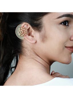 Suhani Pittie - Yellow Toned Semi-Circular Yellow Acrylic Dotted Circle Ear Cuffs