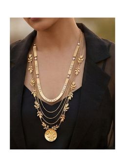 Suhani Pittie - Gold Toned Serrate And Chain-Link Detailing Layered Necklace