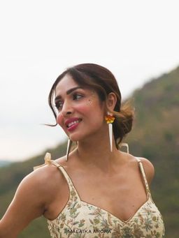 Suhani Pittie - Limited Edition Coloured Drop Leaf And Cone Earring