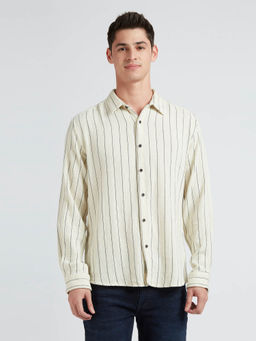 Pepe Jeans - Off White Stripes Full Sleeved Shirt