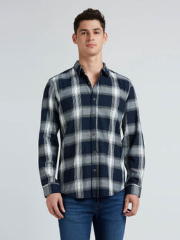 Pepe Jeans - Navy Blue Checks Full Sleeve Shirt