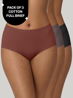 Nykd by Nykaa - PO3 Mid Rise Cotton Hipster Panty with Inner Elastic-NYP104 B Maroon,T Plum,Jet Black