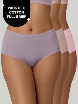 Nykd by Nykaa - PO3 Mid Rise Cotton Hipster Panty with Inner Elastic-NYP104 Lavender,P Nude,Pink