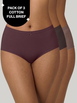 Nykd by Nykaa - PO3 Mid Rise Cotton Hipster Panty with Inner Elastic-NYP104 Wine,Brown, Dk. Skin