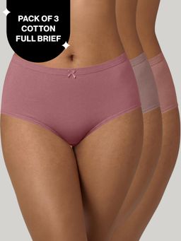Nykd by Nykaa - PO3 Mid Rise Cotton Hipster Panty with Inner Elastic-NYP104 W Mauve,B Pink,L Rust