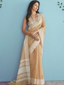Varanga - Beige Urban Pallu Woven Design Saree with Unstitched Blouse