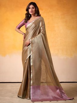 Varanga - Gold Urban Pallu Woven Design Designer Saree with Unstitched Blouse
