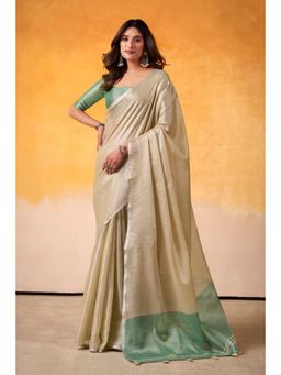 Varanga - Beige Urban Pallu Woven Design Saree with Unstitched Blouse