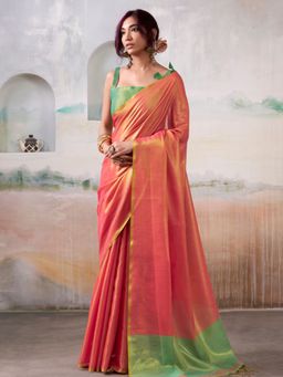 Varanga - Peach Urban Pallu Saree with Unstitched Blouse